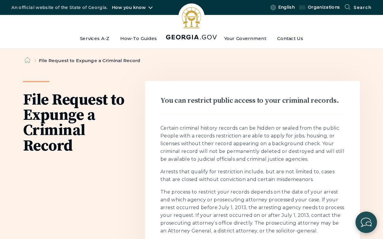 Dade County civil docket public-access and Georgia record-restriction reference