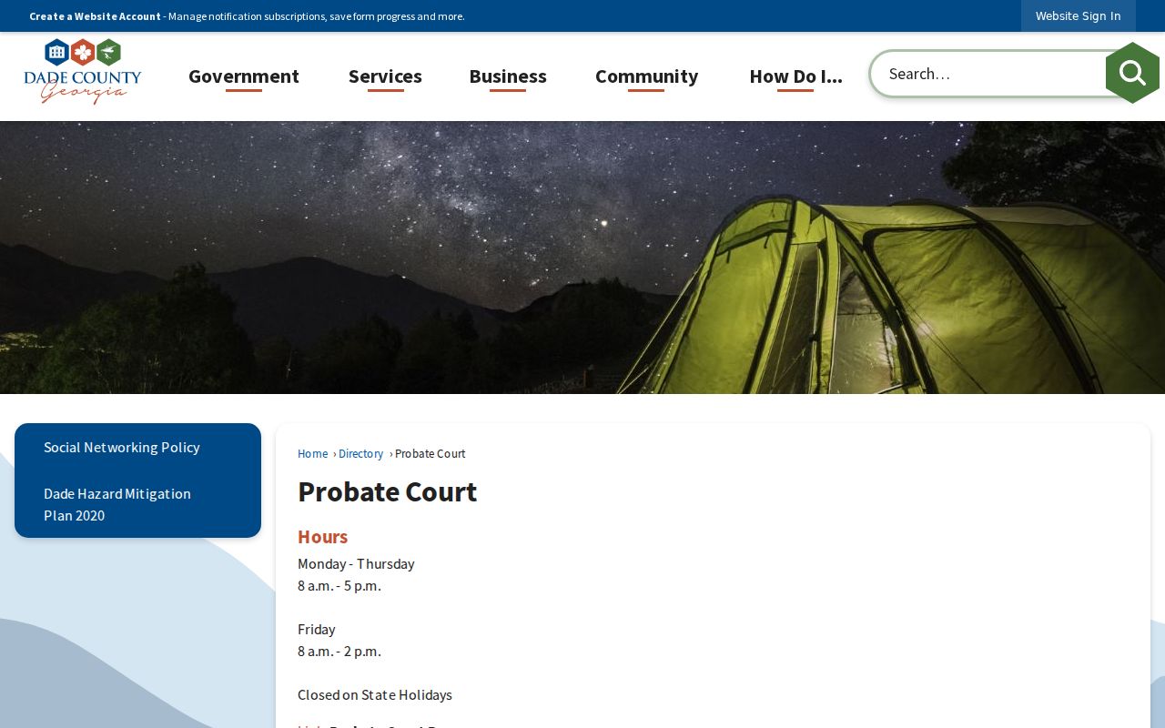 Dade County court calendar directory for checking a separate Probate Court date
