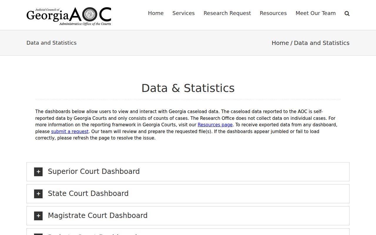 Dade County court records and Georgia AOC court statistics